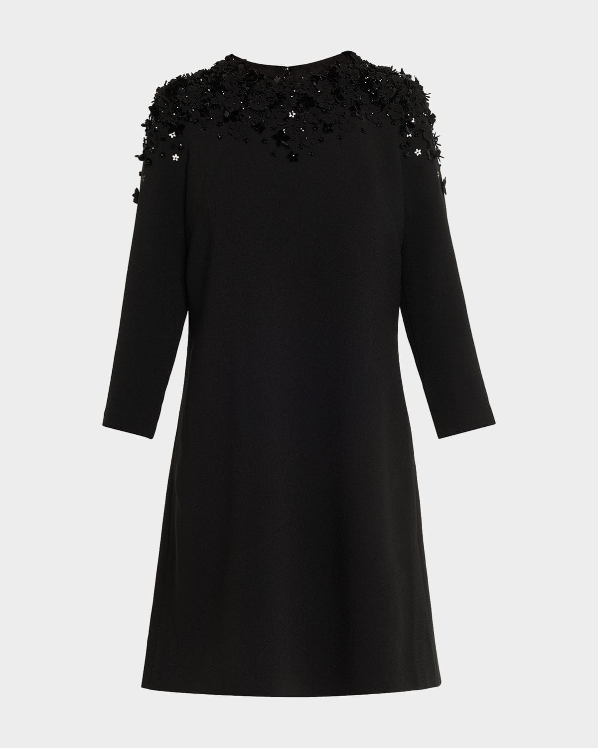 Rickie Freeman for Teri Jon A-Line Floral Applique Crepe Dress