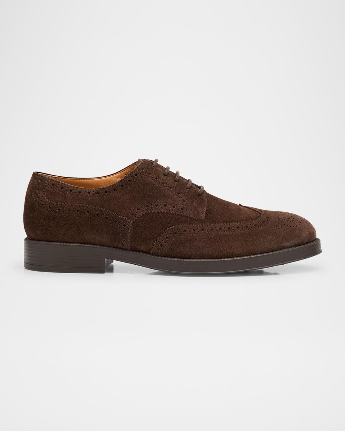 Tod's Men's Suede Wingtip Brogue Rubber-Sole Derby Shoes