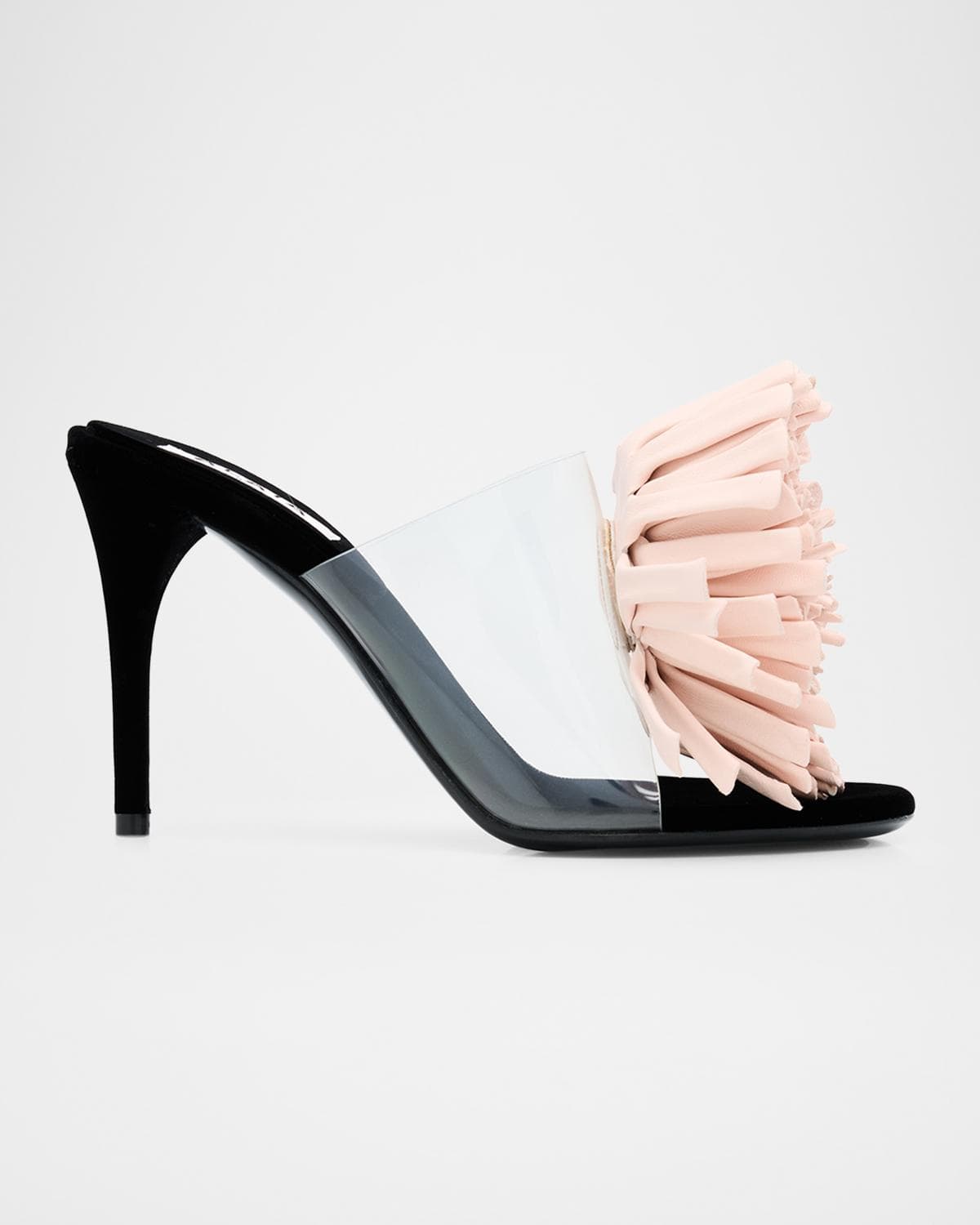 ALAÏA Plexi Asymmetric Leather Flower Sandals