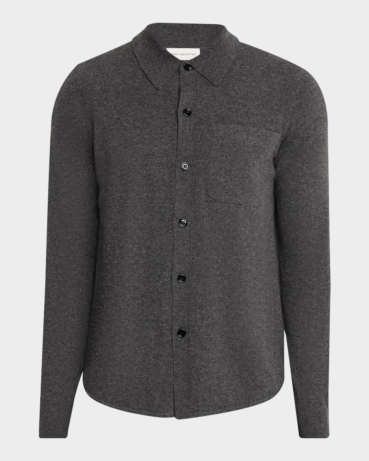 Dries Van Noten Men's Monaco Cashmere Knit Pocket Button-Down Shirt