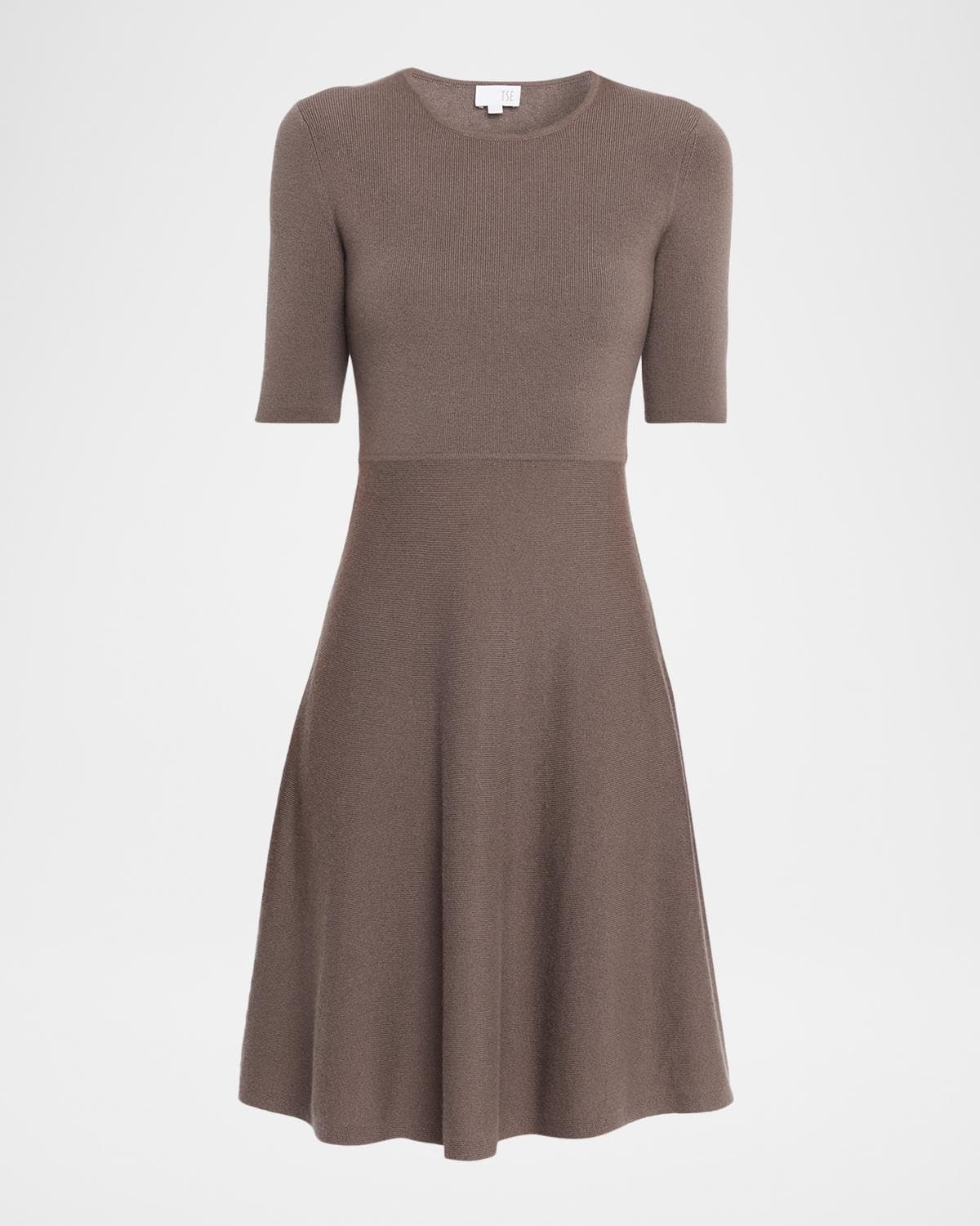 TSE Cashmere Cashmere Fine Ribbed A-Line Midi Dress