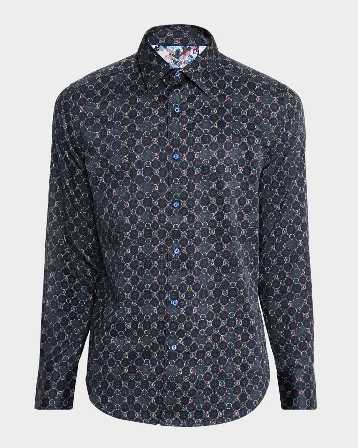 Robert Graham Men's Bramston Medallion Satin Button-Down Shirt