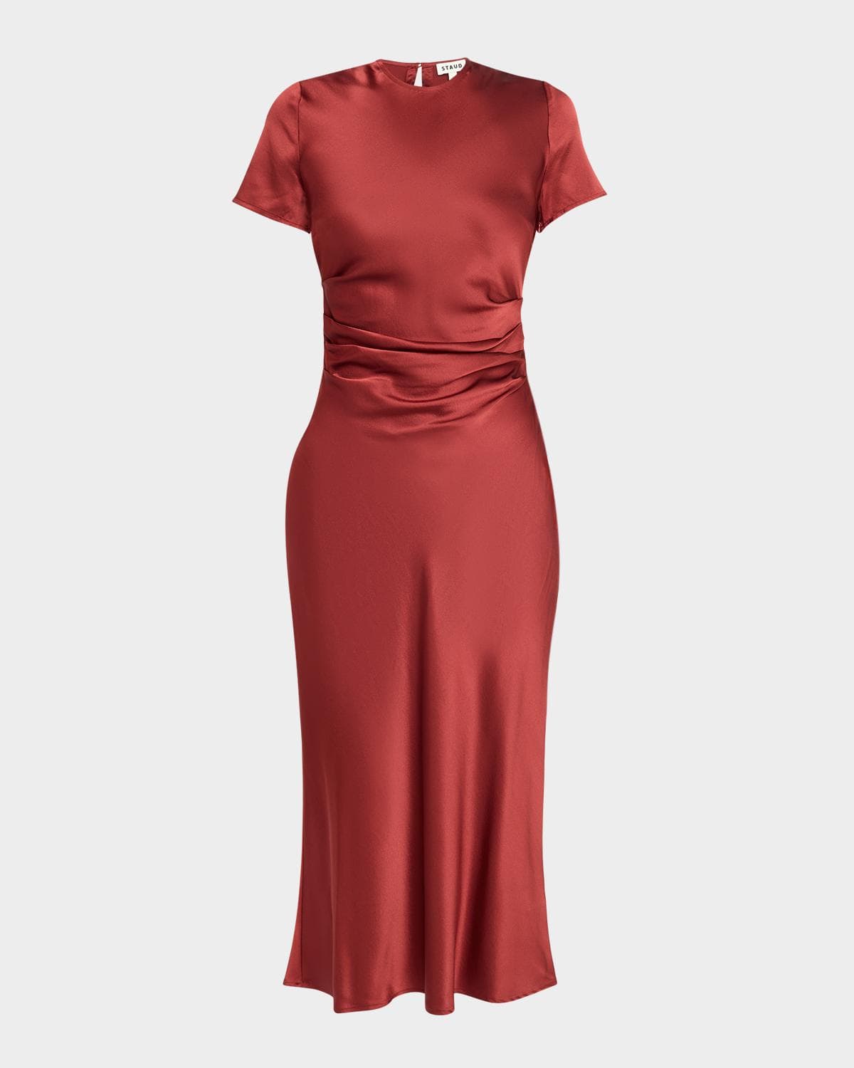 STAUD Marcel Silk Midi Dress
