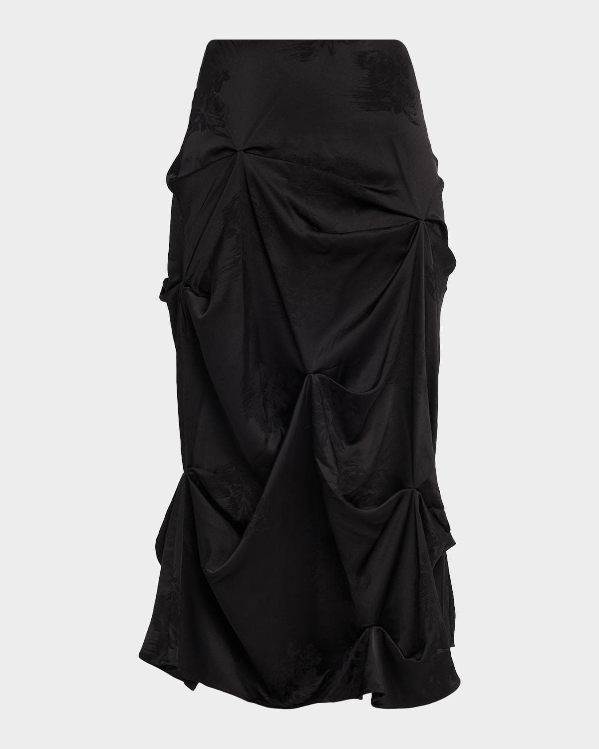 Ganni Fluid Satin Jacquard Draped Skirt