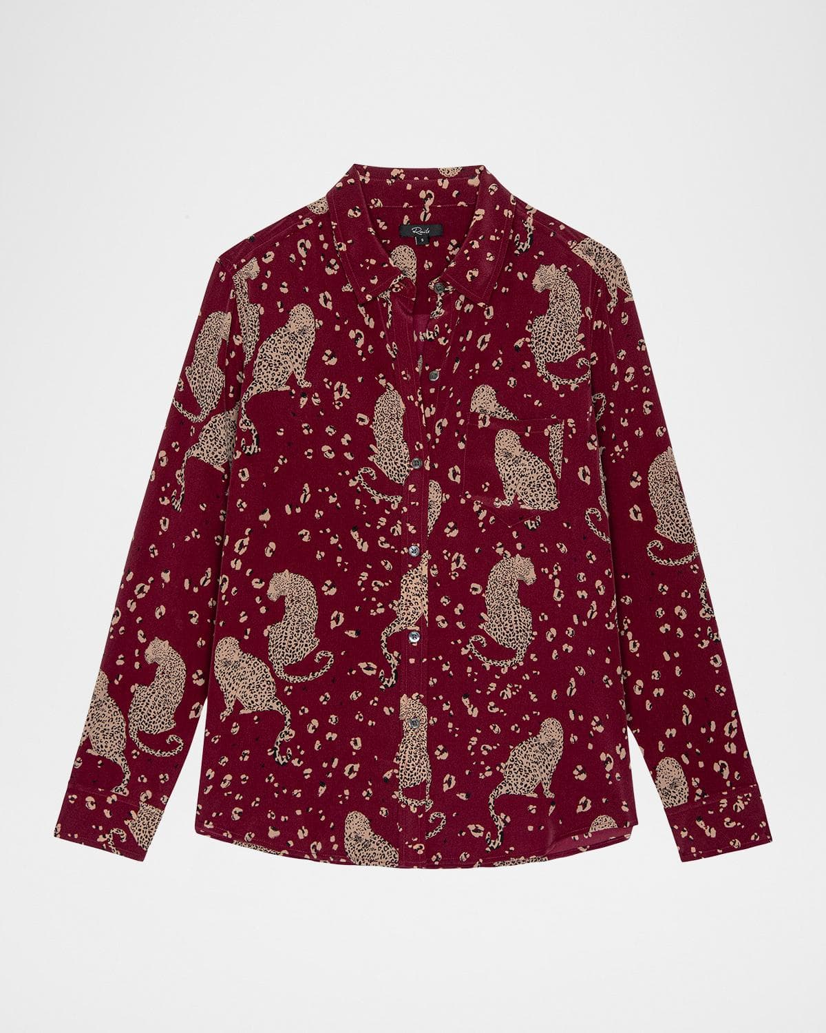 Rails Kate Leopard Silk Blouse · X-SMALL