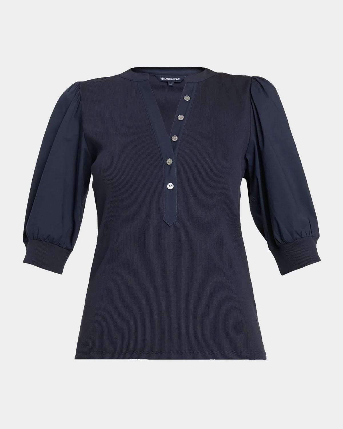 Veronica Beard Coralee Puff Sleeve Button-Front Top