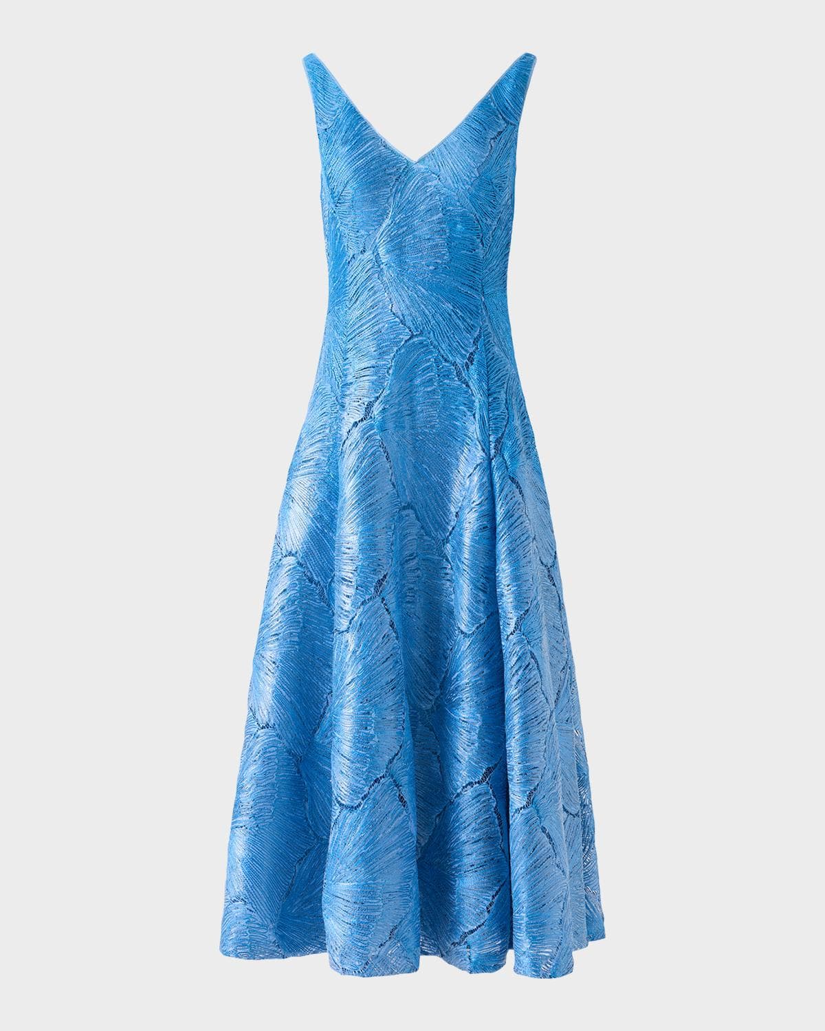 Akris Lacquered Sea Faille Sleeveless Midi Dress