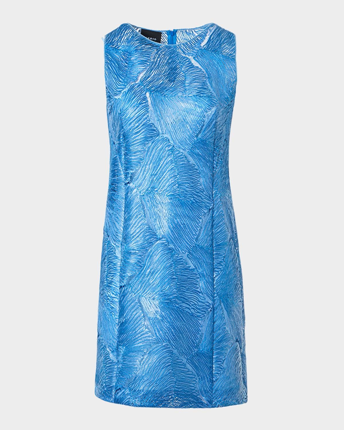 Akris Lacquered Sea Faille Sleeveless Shift Mini Dress
