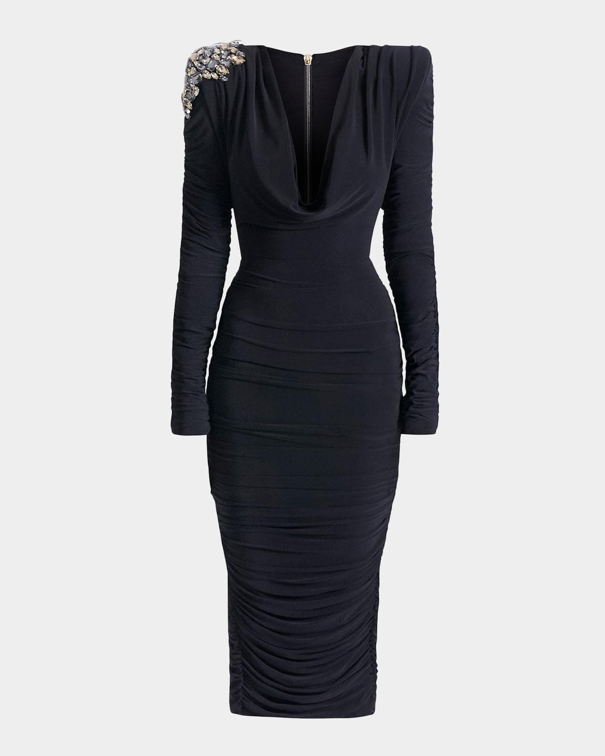 ZHIVAGO Lustris Embellished-Shoulder Jersey Midi Dress