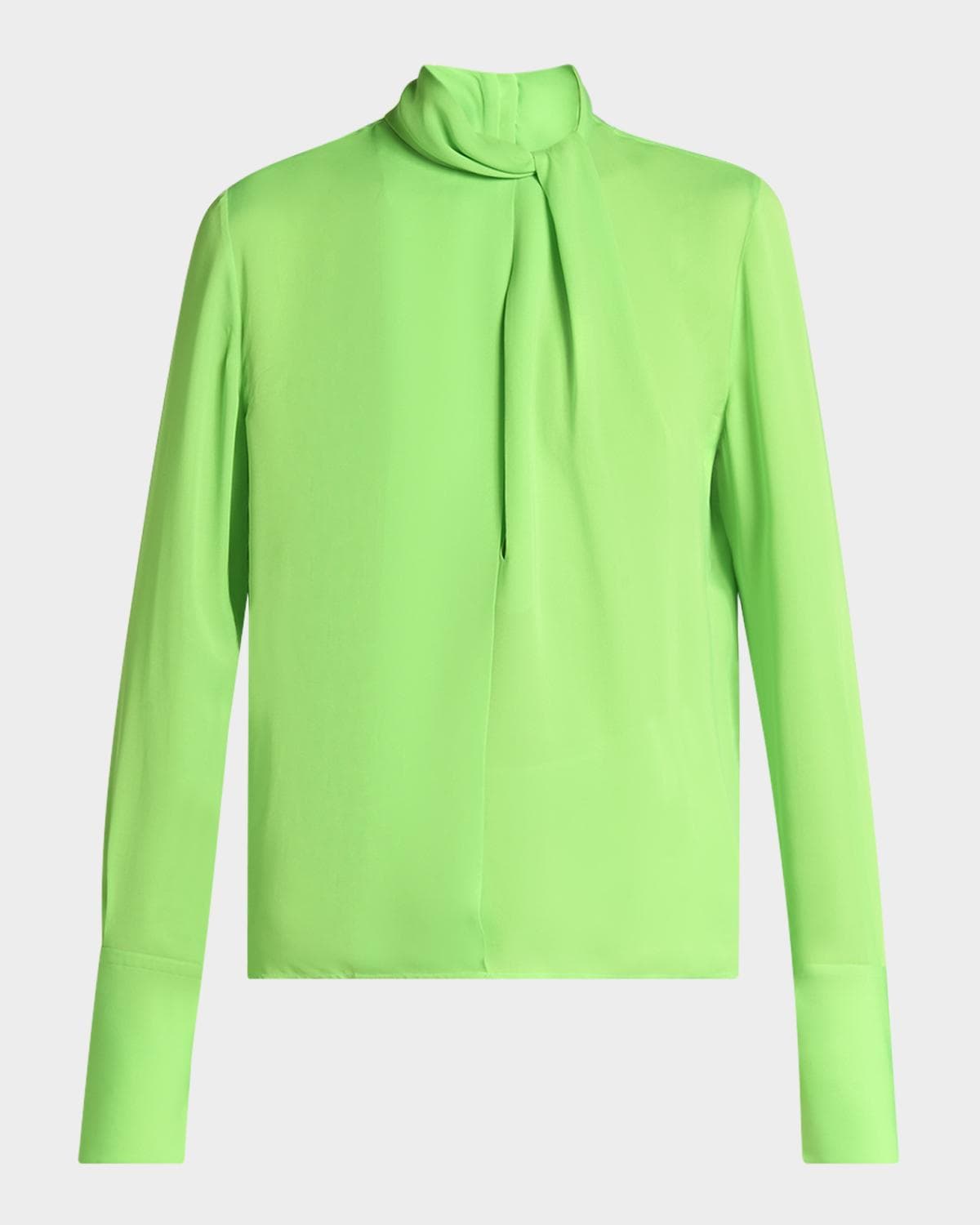 TOM FORD Twisted-Neck Silk Long-Sleeve Shirt
