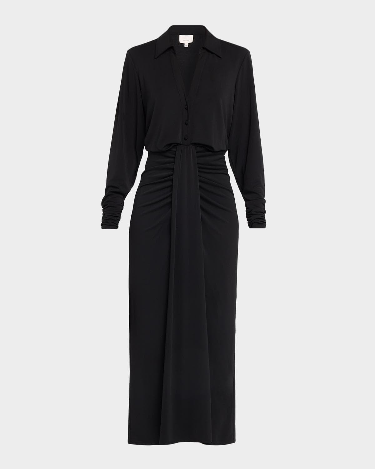Cinq à Sept Seferina Draped Long-Sleeve Jersey Dress