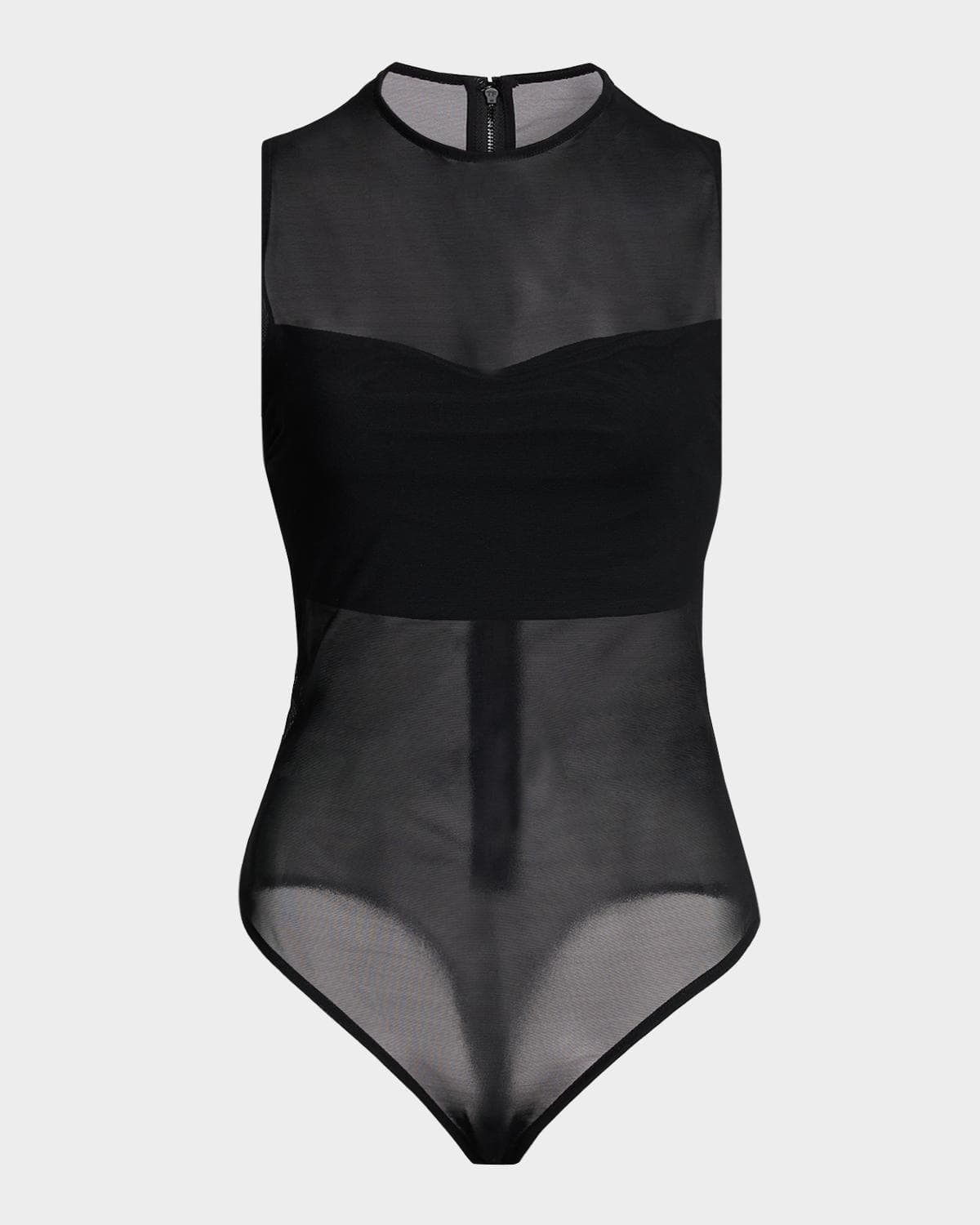 ALICE + OLIVIA Mesh Bandeau Bodysuit
