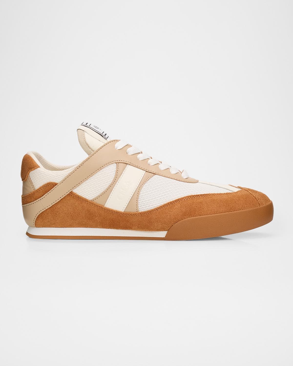 Chloe Kick Mixed Leather Retro Low-Top Sneakers