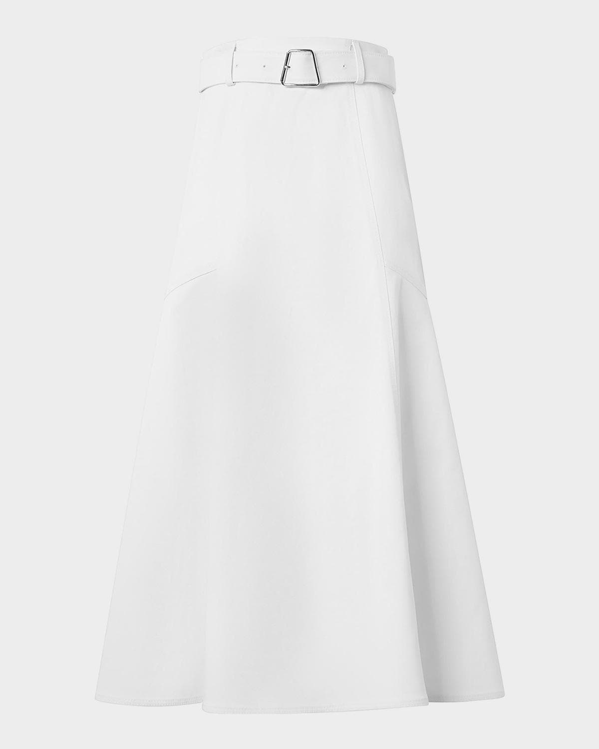 Akris Cotton Twill Belted Midi Skirt