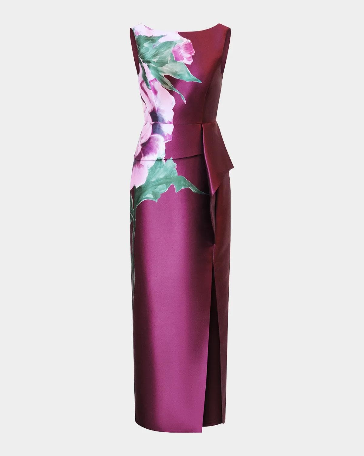 Kay Unger New York Luciana Satin Floral Column Gown