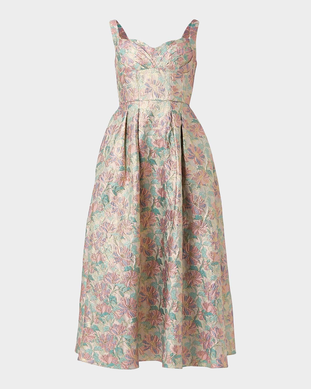 Shoshanna Ophelia Brocade Midi Dress