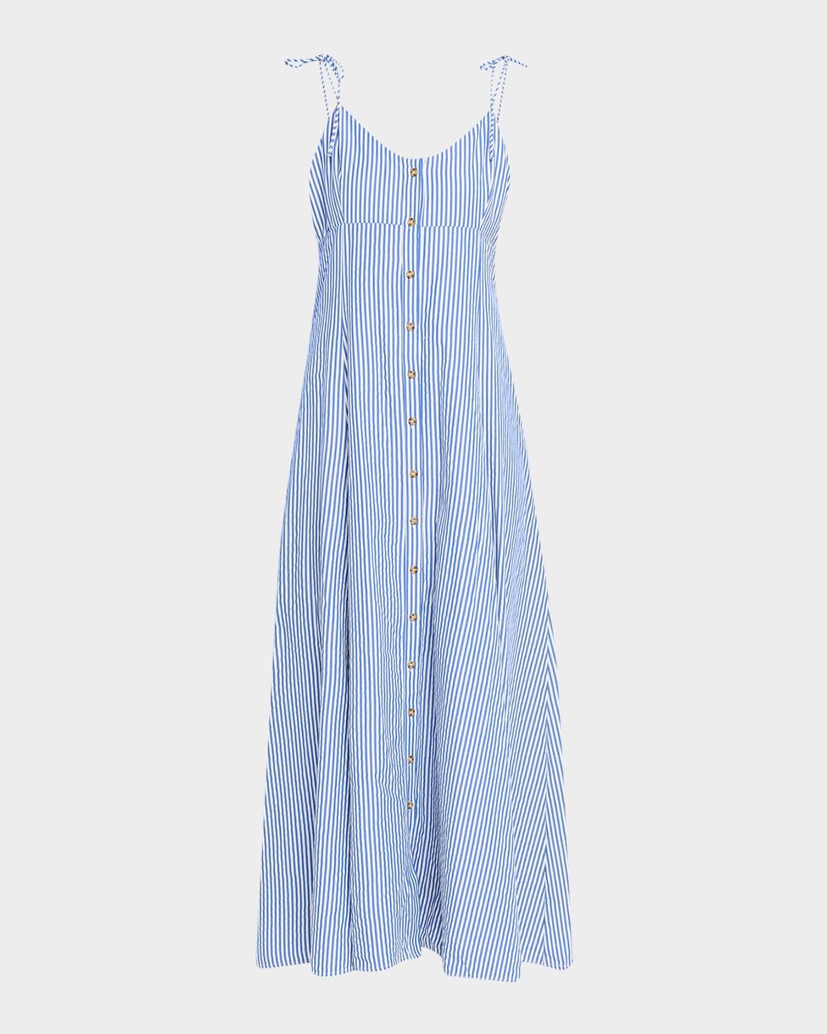 Rosie Assoulin High Garden Striped Button-Front Maxi Dress