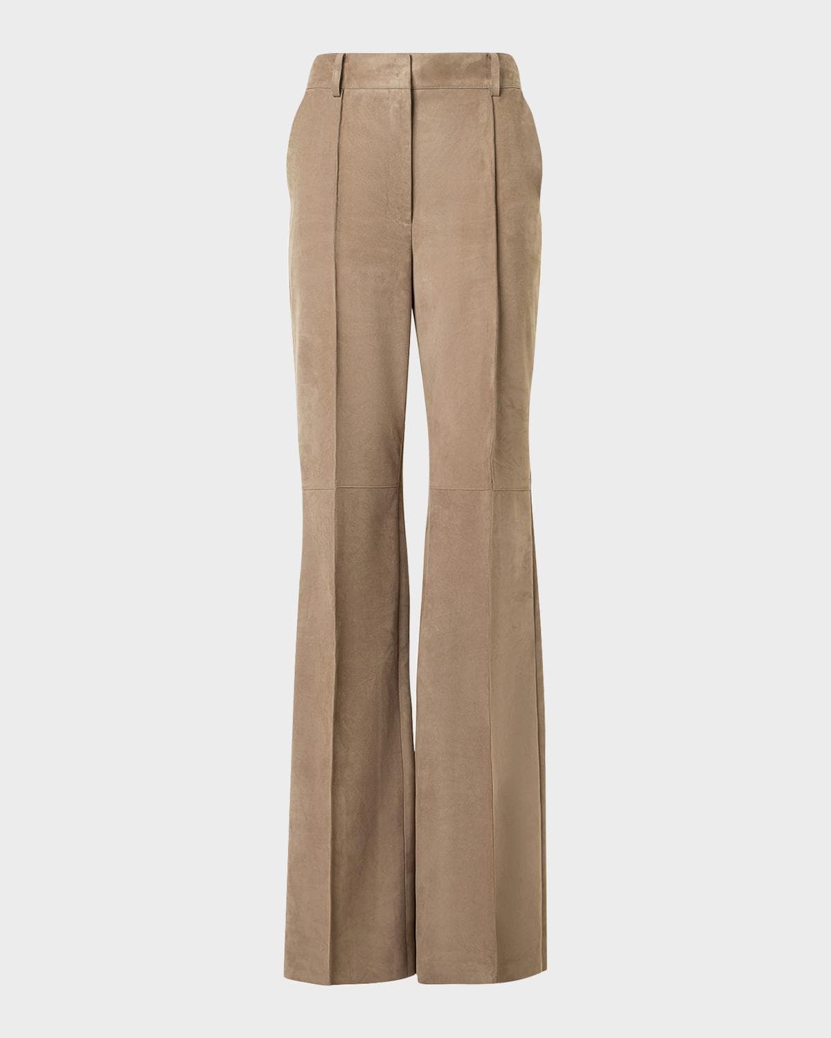 Akris Pintuck Suede Wide-Leg Trousers