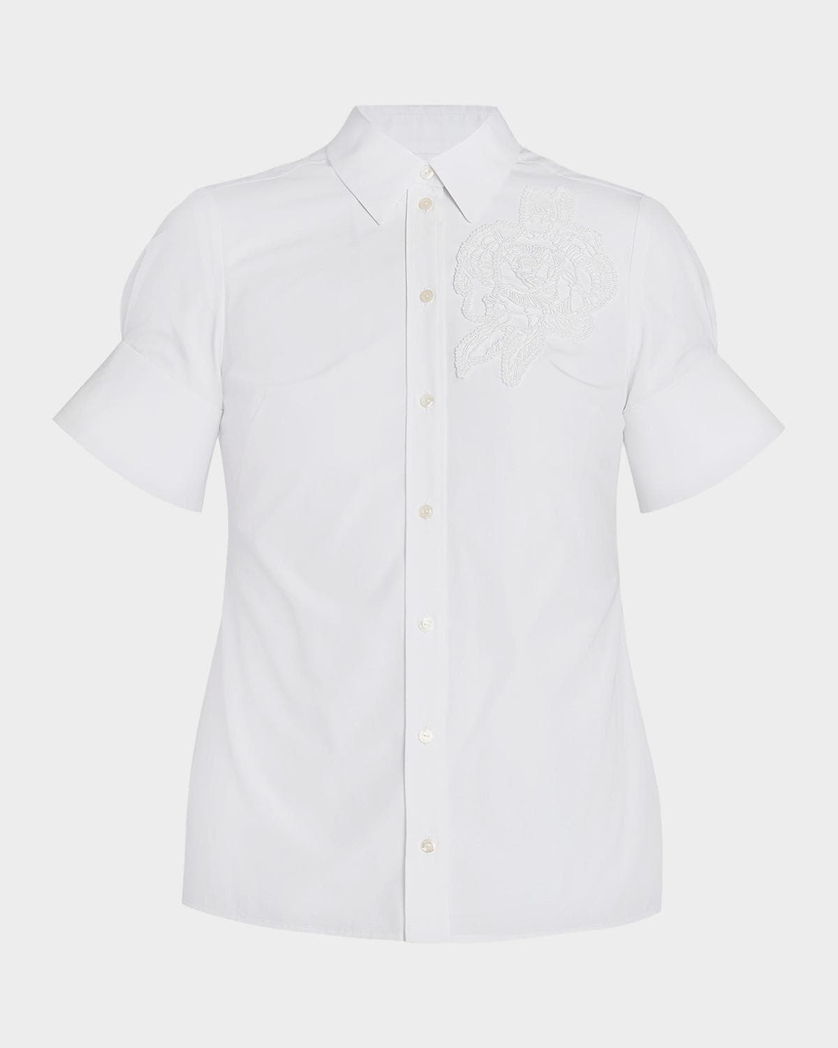 Erdem Floral Appliqué Cotton Shirt