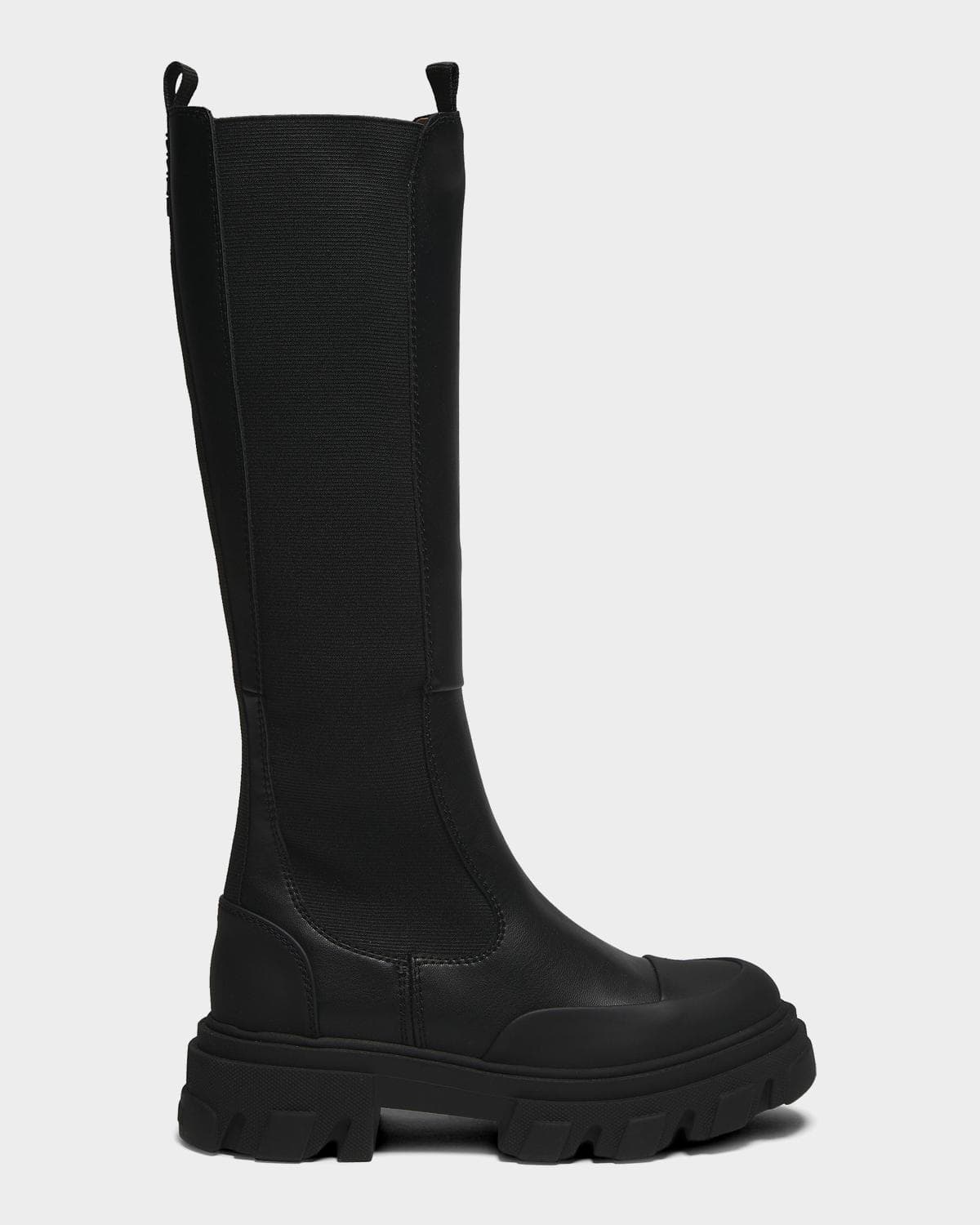 Ganni Cleated Leather High Chelsea Boots