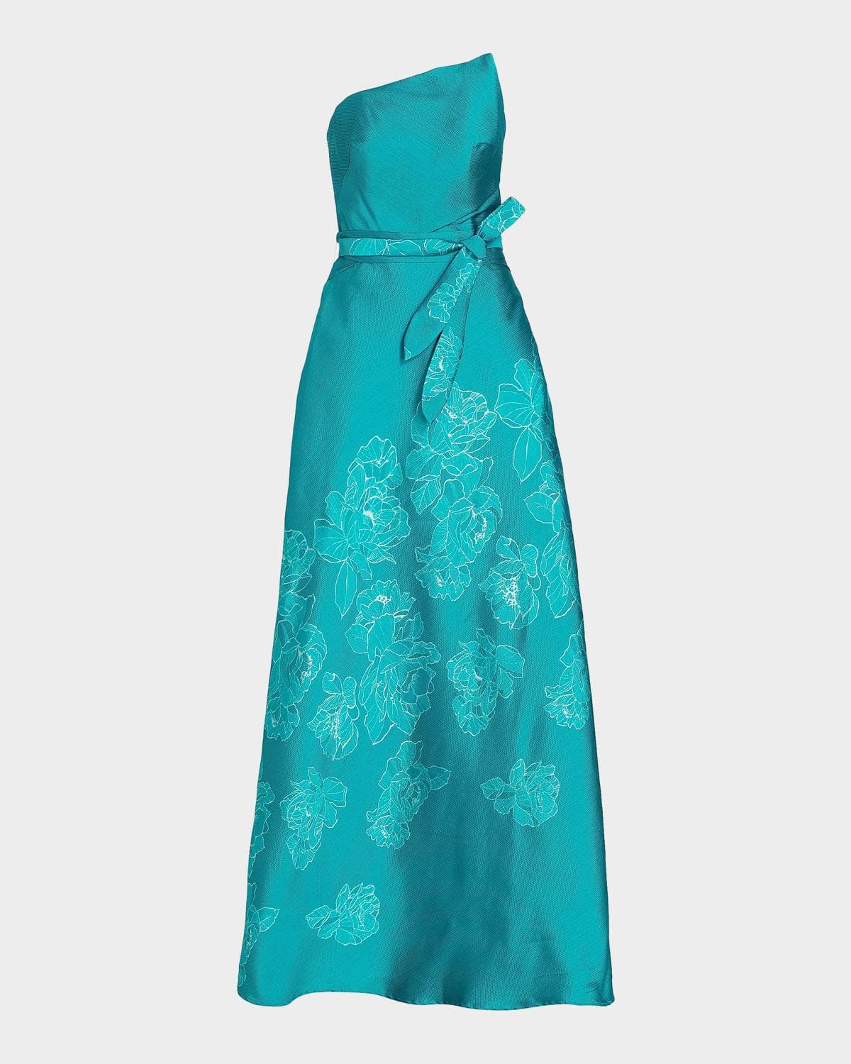 Rene Ruiz Collection Strapless Floral-Embroidered A-Line Gown