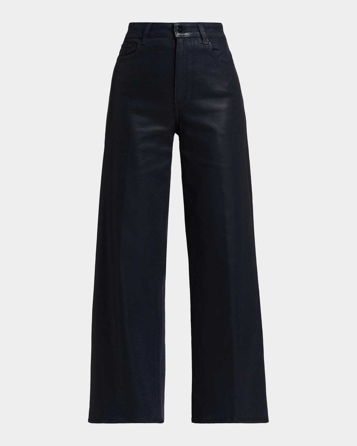 PAIGE Anessa Coated High-Rise Wide-Leg Jeans