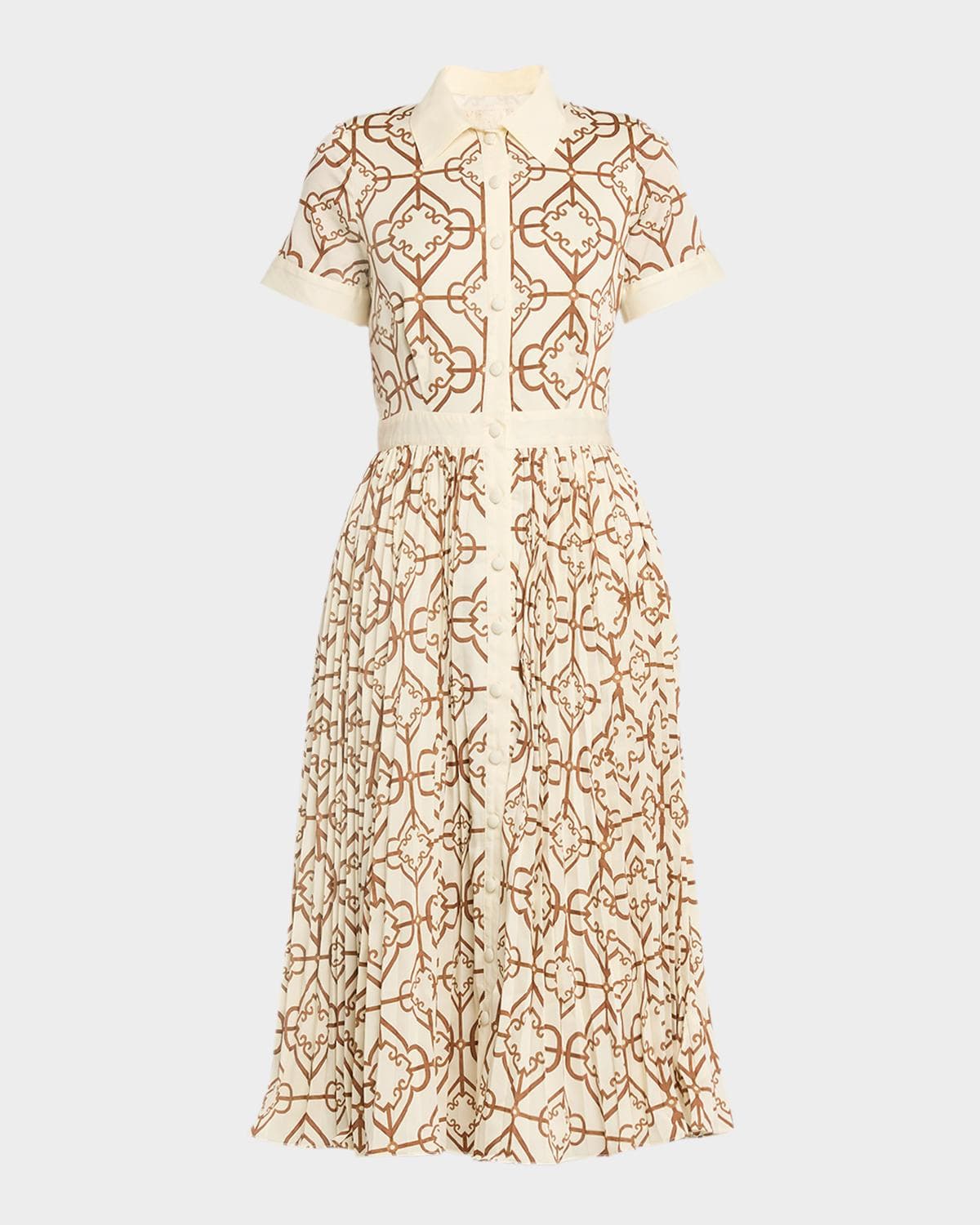 Mestiza New York Billie Pleated Tile-Print Midi Shirtdress · 0