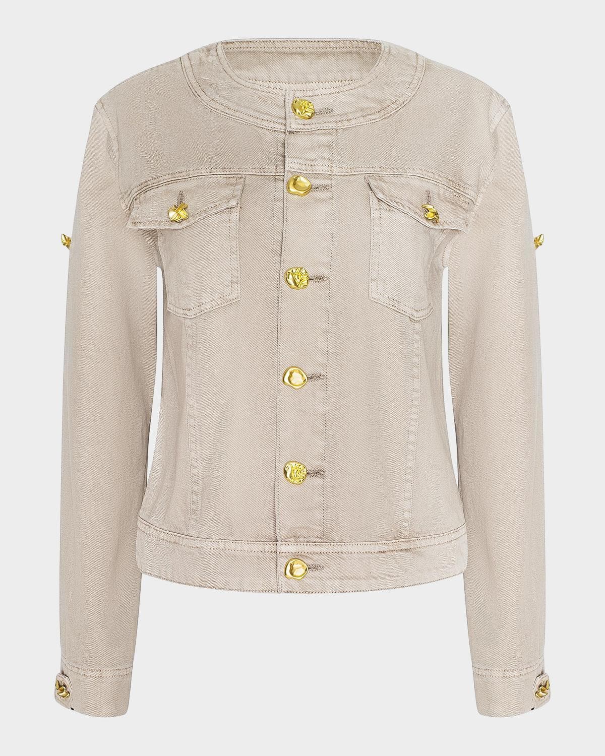 L 'AGENCE Anouk Collarless Denim Jacket