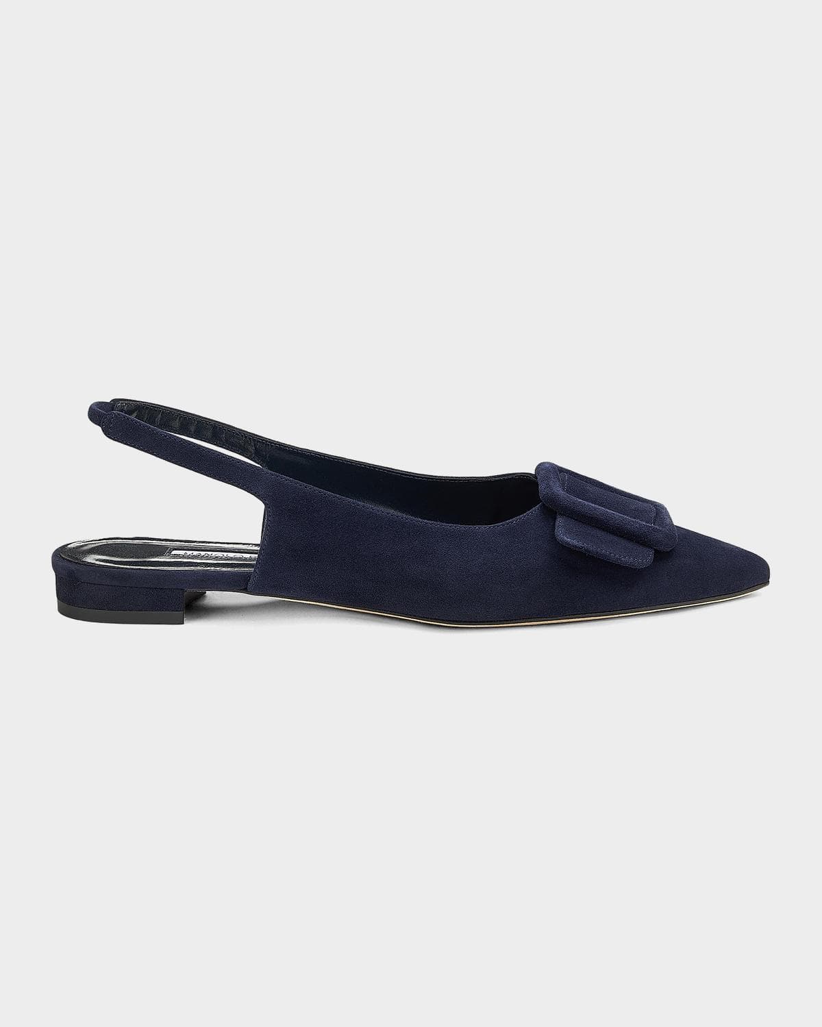 Manolo Blahnik Maylura Suede Buckle Slingback Flats
