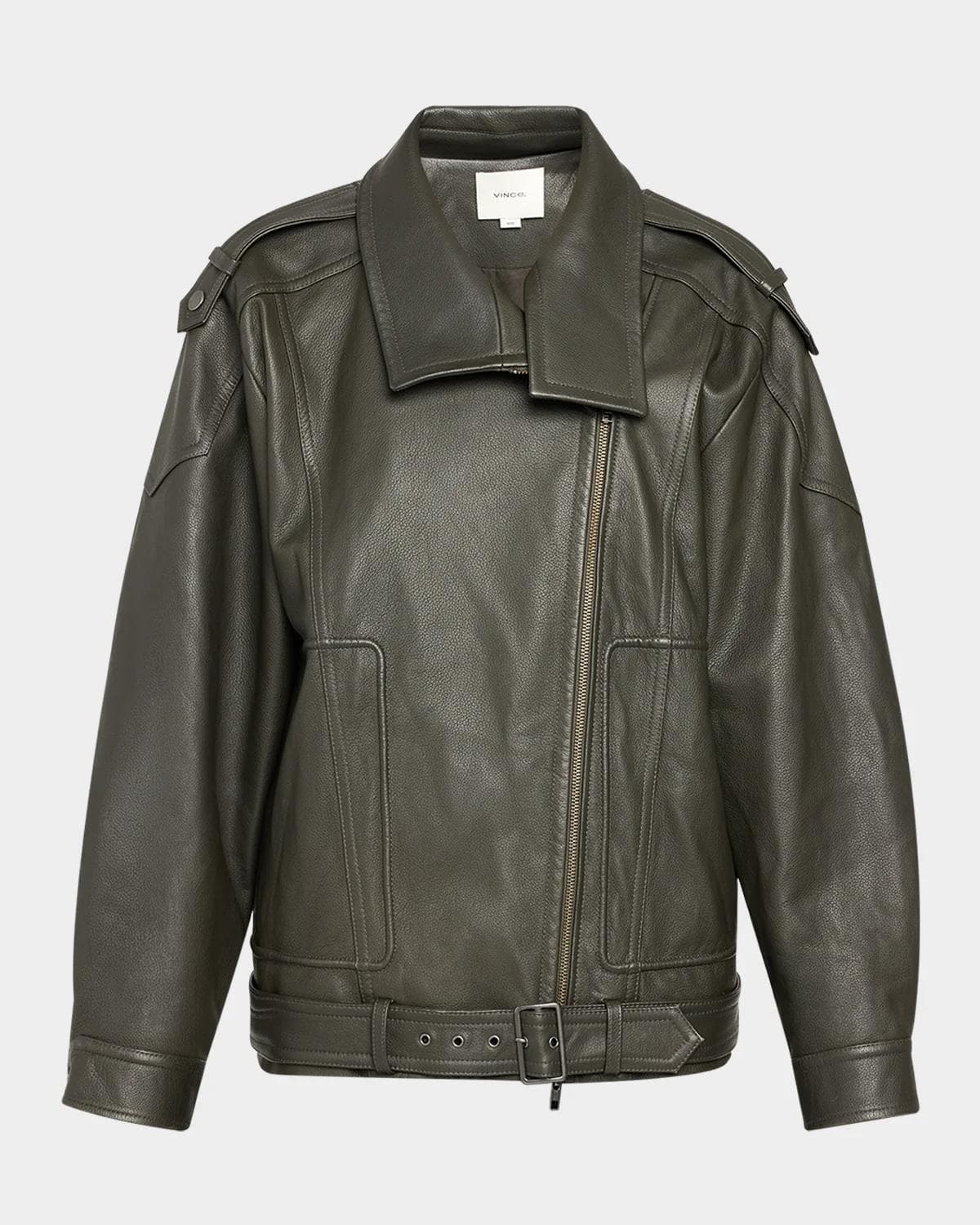 Vince Oversized Leather Aviator Jacket