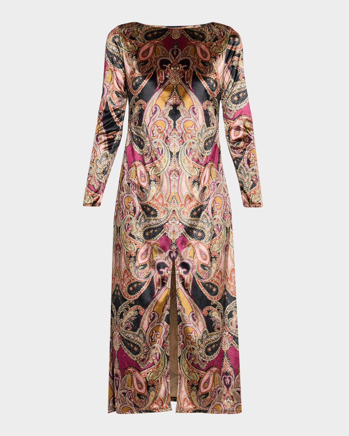 MISA Los Angeles Goldie Paisley Velvet Midi Dress