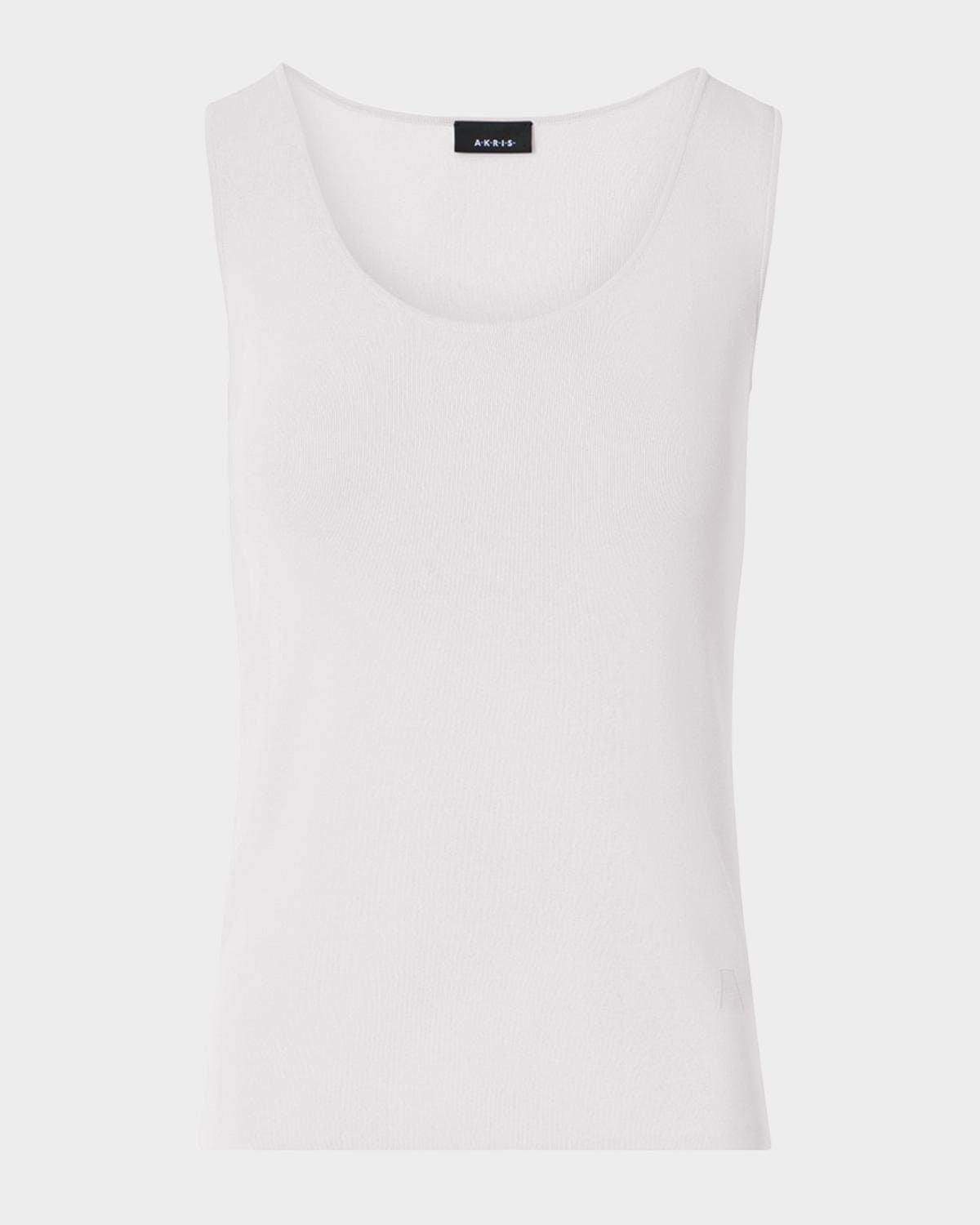Akris Scoop-Neck Viscose Rib Knit Tank Top