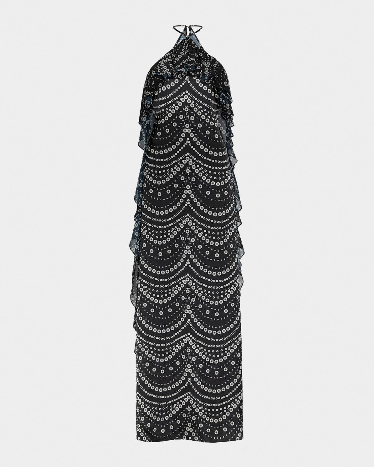 MISA Los Angeles Stranded Pearls Lupita Halter Maxi Dress