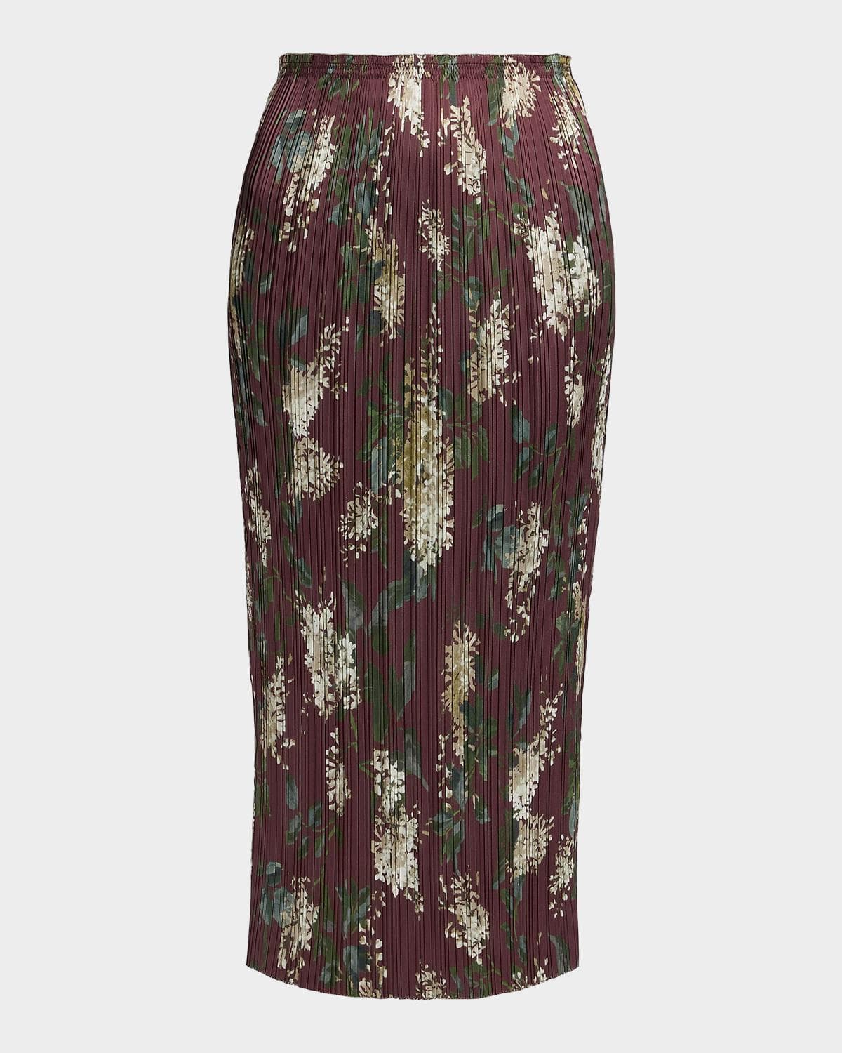Vince Lilac Print Micro-Pleated Midi Skirt · SMALL