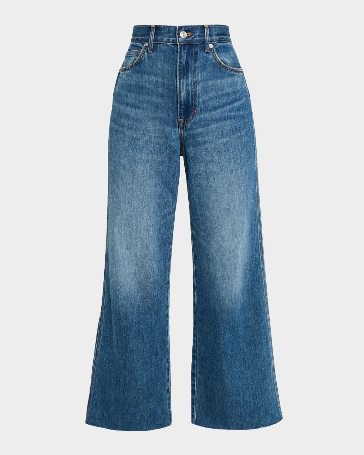 Veronica Beard Taylor Cropped High-Rise Wide Jeans