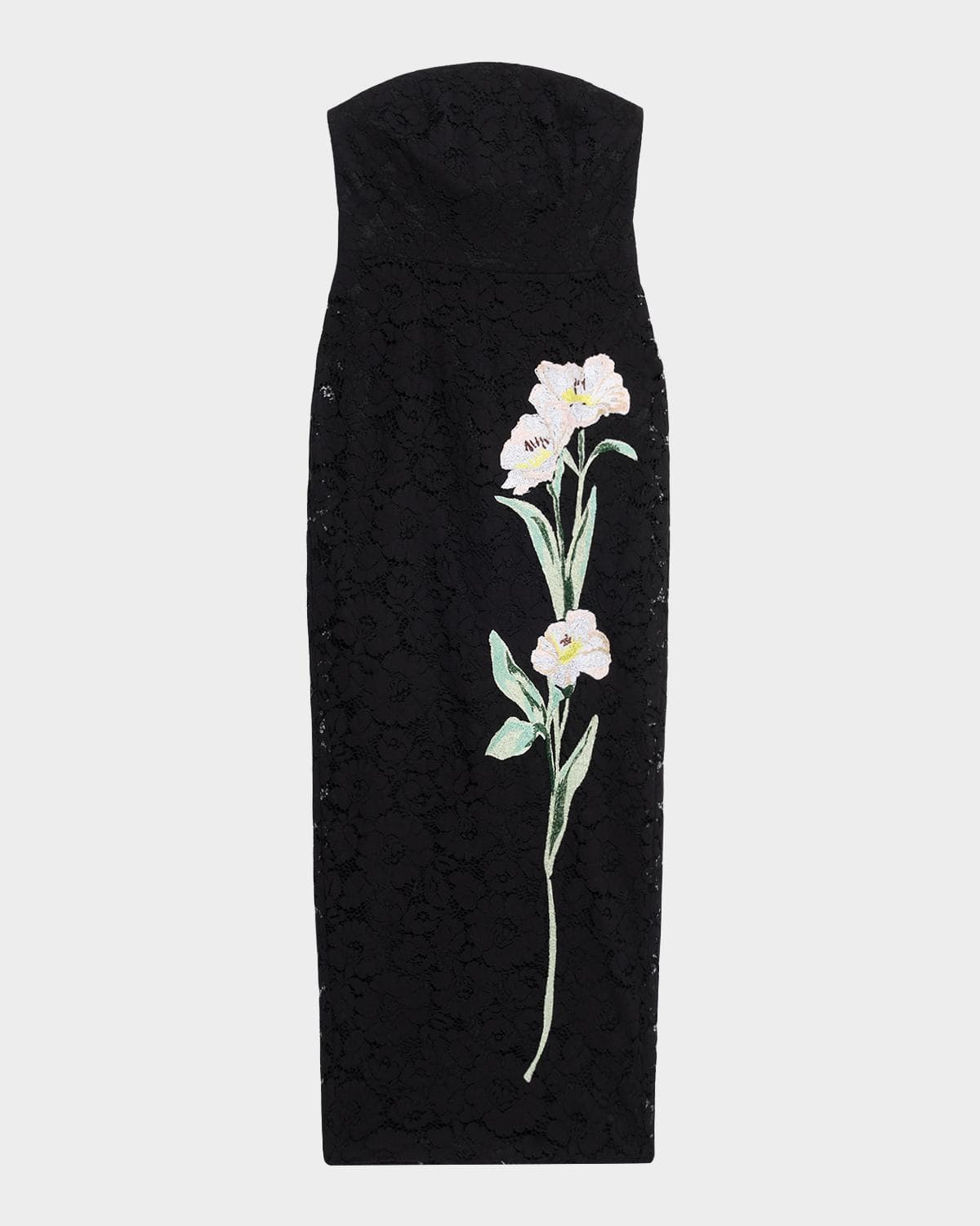 Milly Dolores Strapless Floral-Embroidered Lace Gown