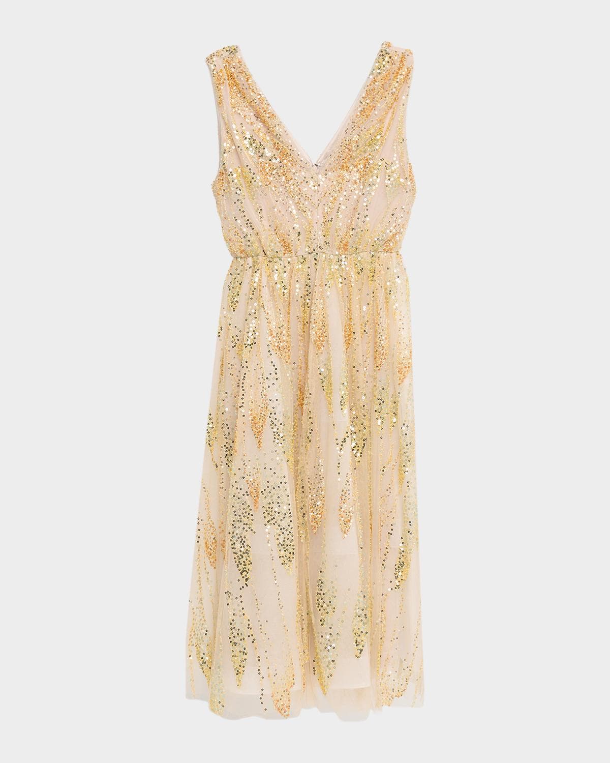 Milly Tinsley Bead & Sequin Tulle Midi Dress