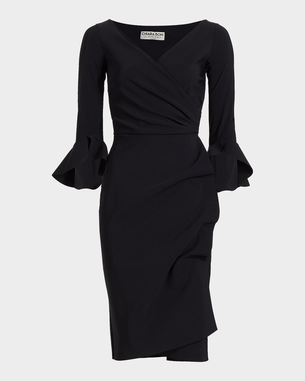Chiara Boni La Petite Robe Triana Bell-Sleeve Ruffle Bodycon Dress