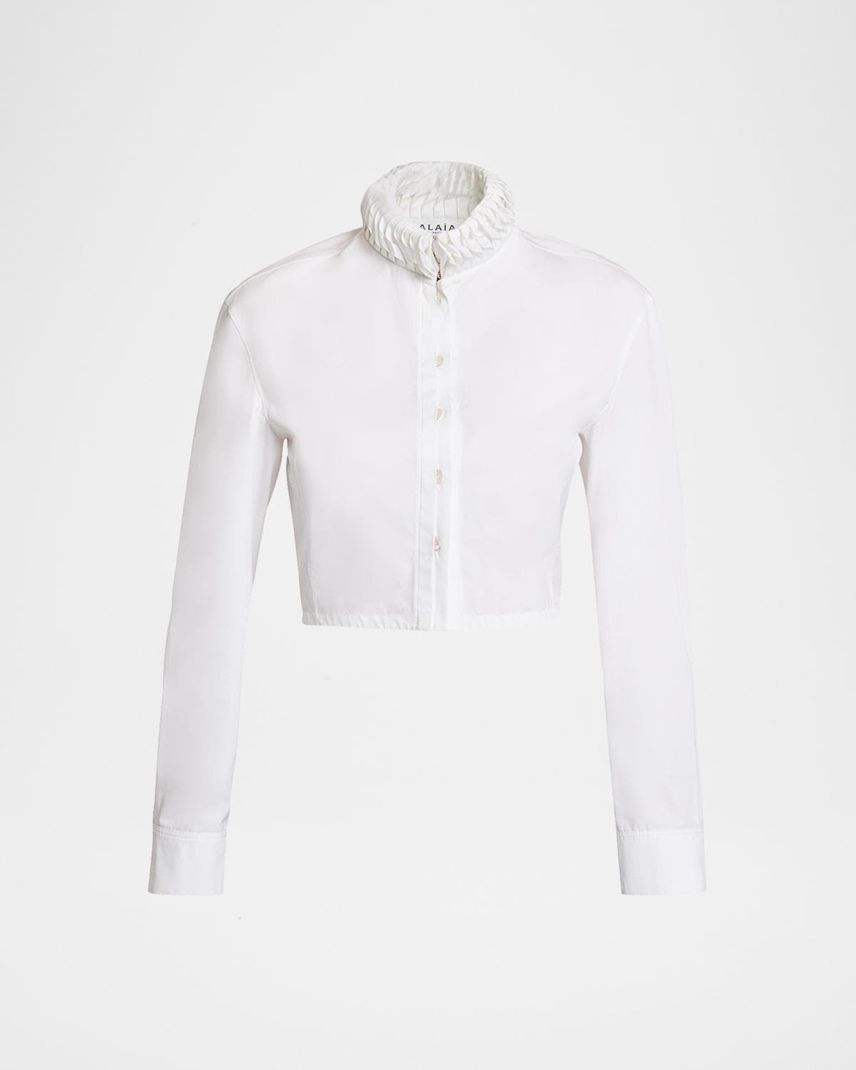ALAÏA Trimmed Collar Crop Button-Down Shirt
