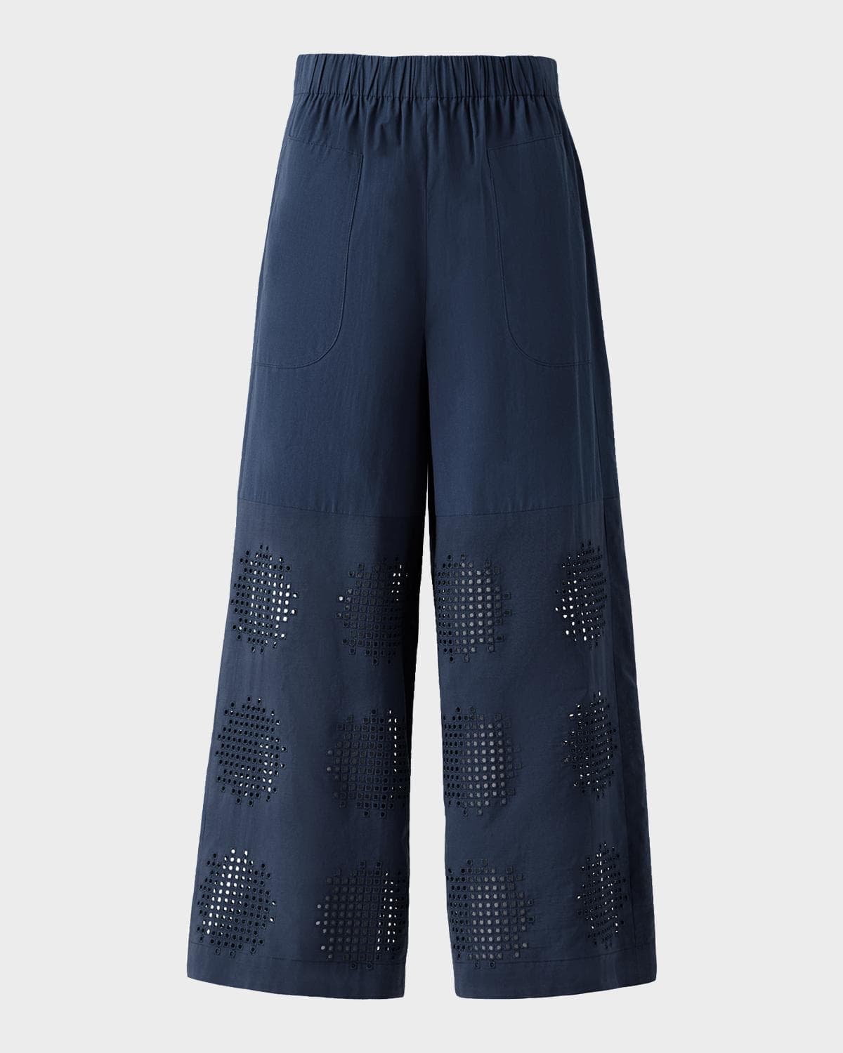 Akris punto Frey Eyelet Cotton Poplin Wide-Leg Crop Pants