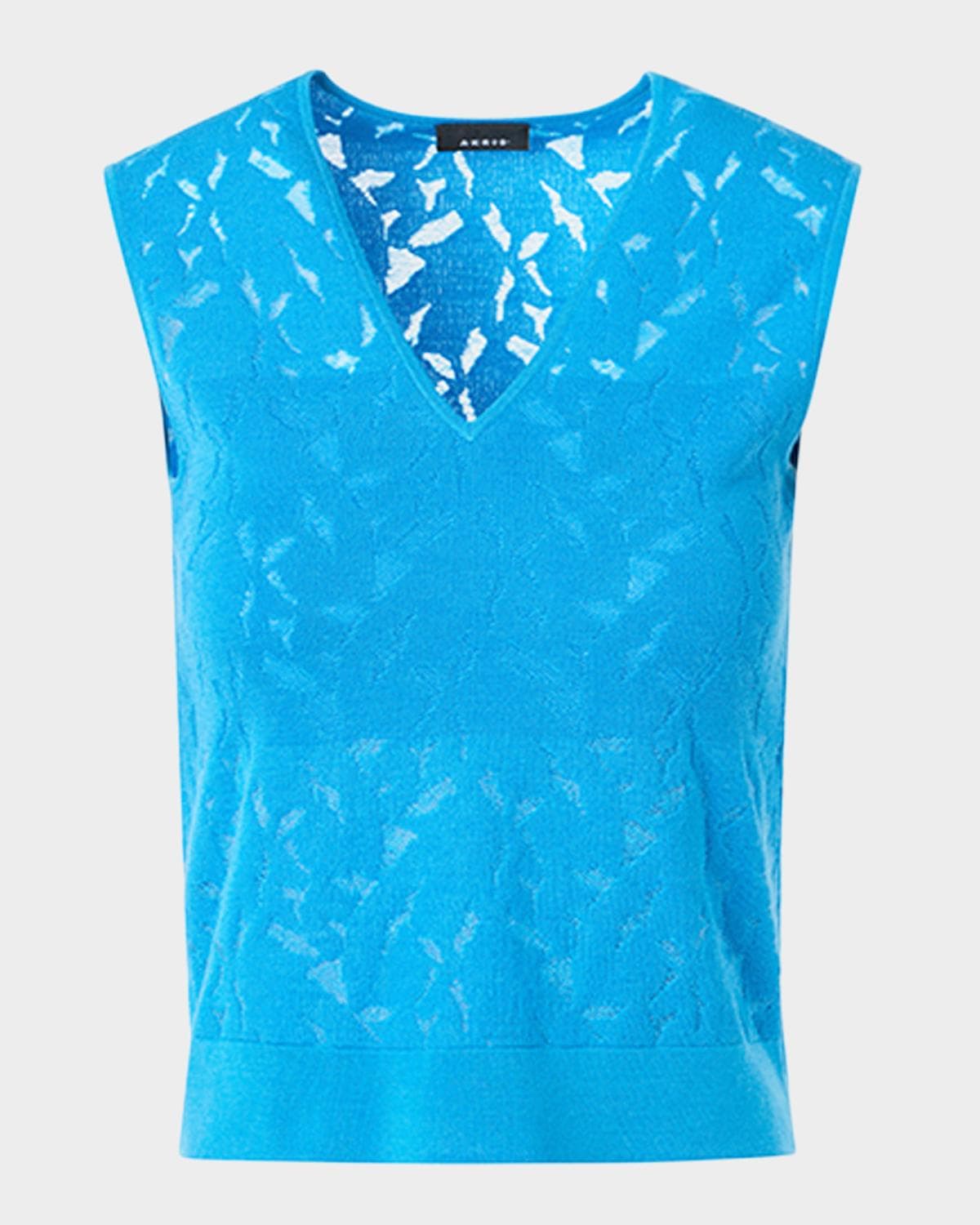 Akris Whitecaps Knit V-Neck Vest