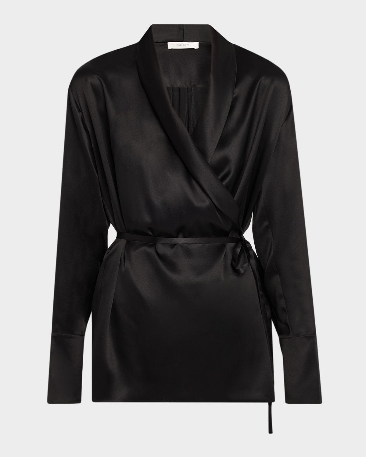 The Row Eivie Silk Long-Sleeve Wrap Blouse