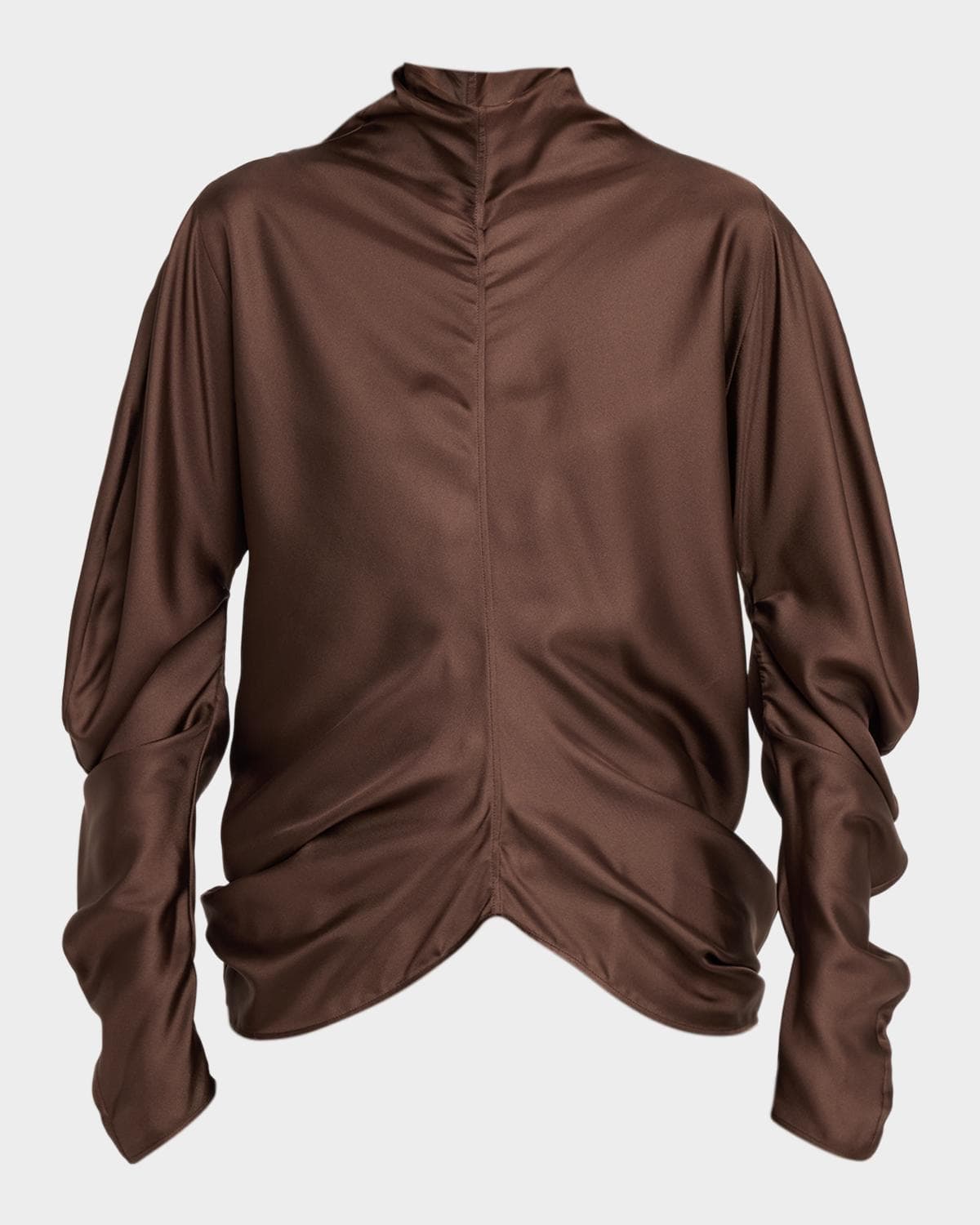 The Row Miles Turtleneck Draped Silk Top