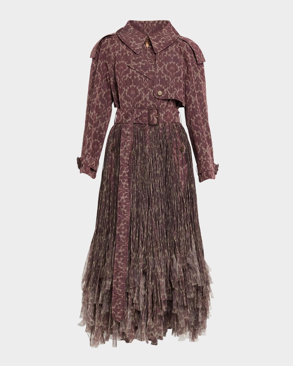 Burberry Fitzrovia Baroque Fringe Long Trench Coat