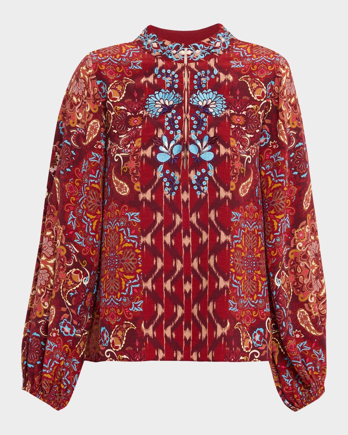 Figue Kit Paisley-Print Balloon-Sleeve Top