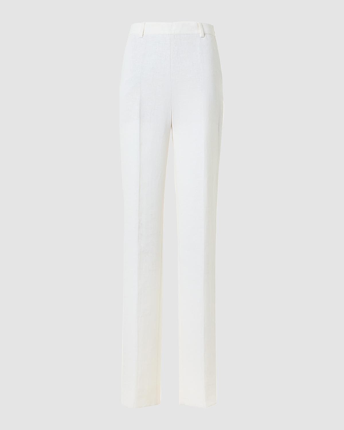 Akris Linen-Wool Straight-Leg Trousers