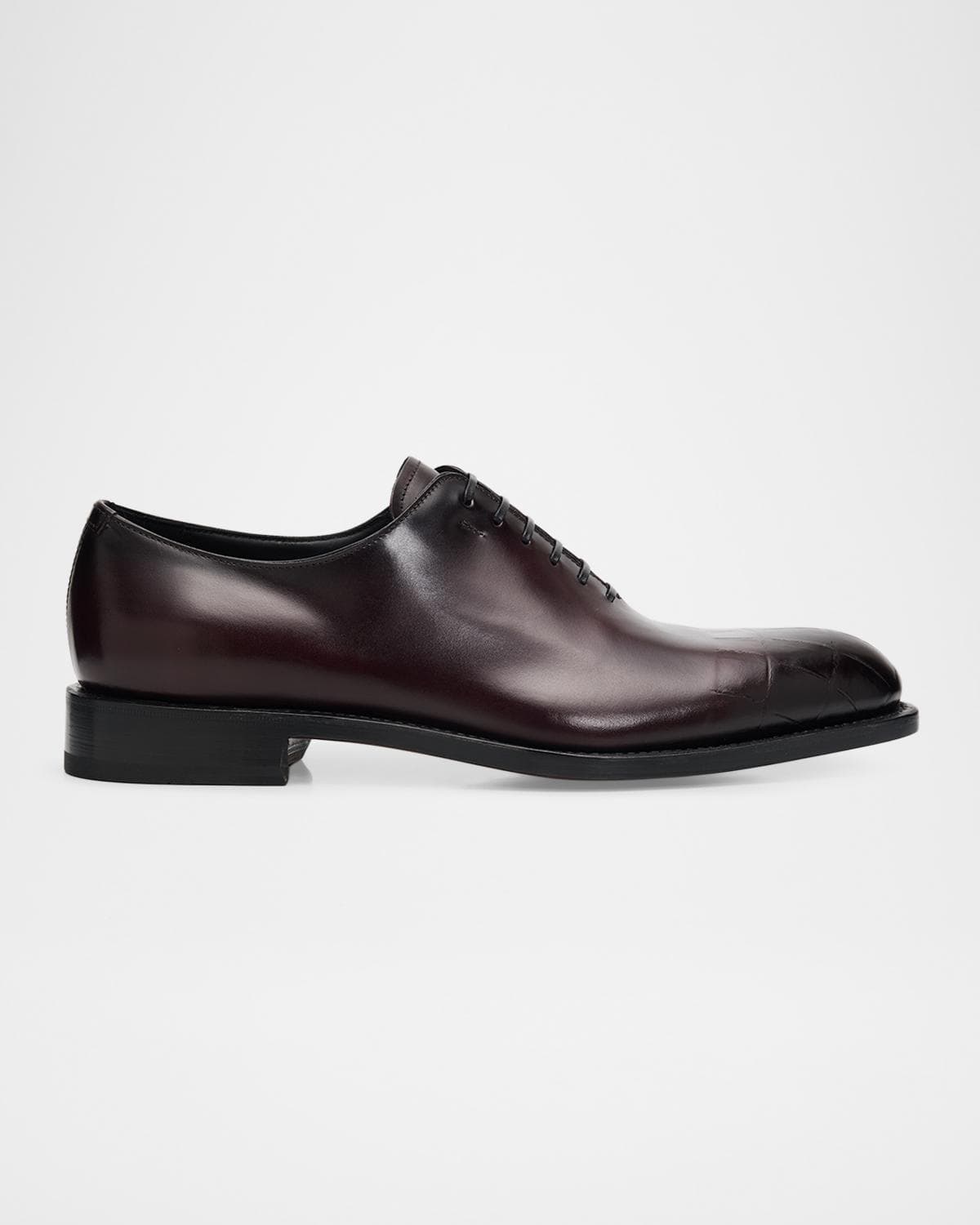 FERRAGAMO Men's Angiolo Croc-Embossed Leather Oxfords