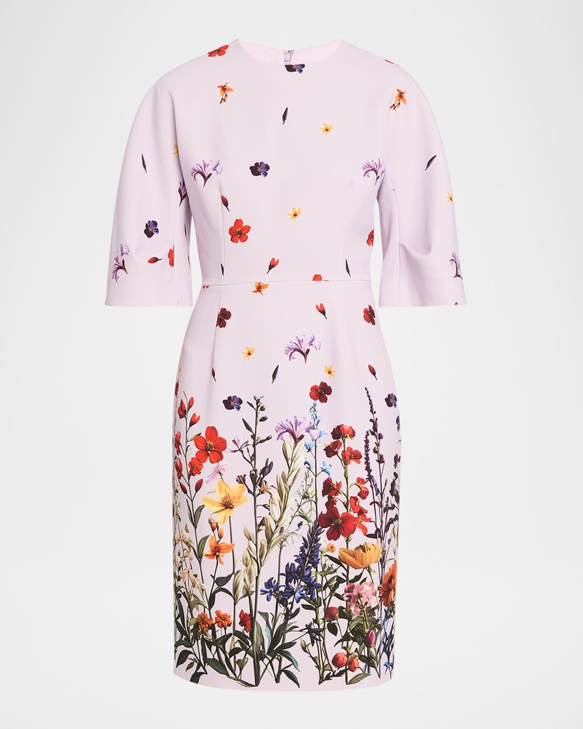 Rickie Freeman for Teri Jon Floral-Print Crepe Column Dress