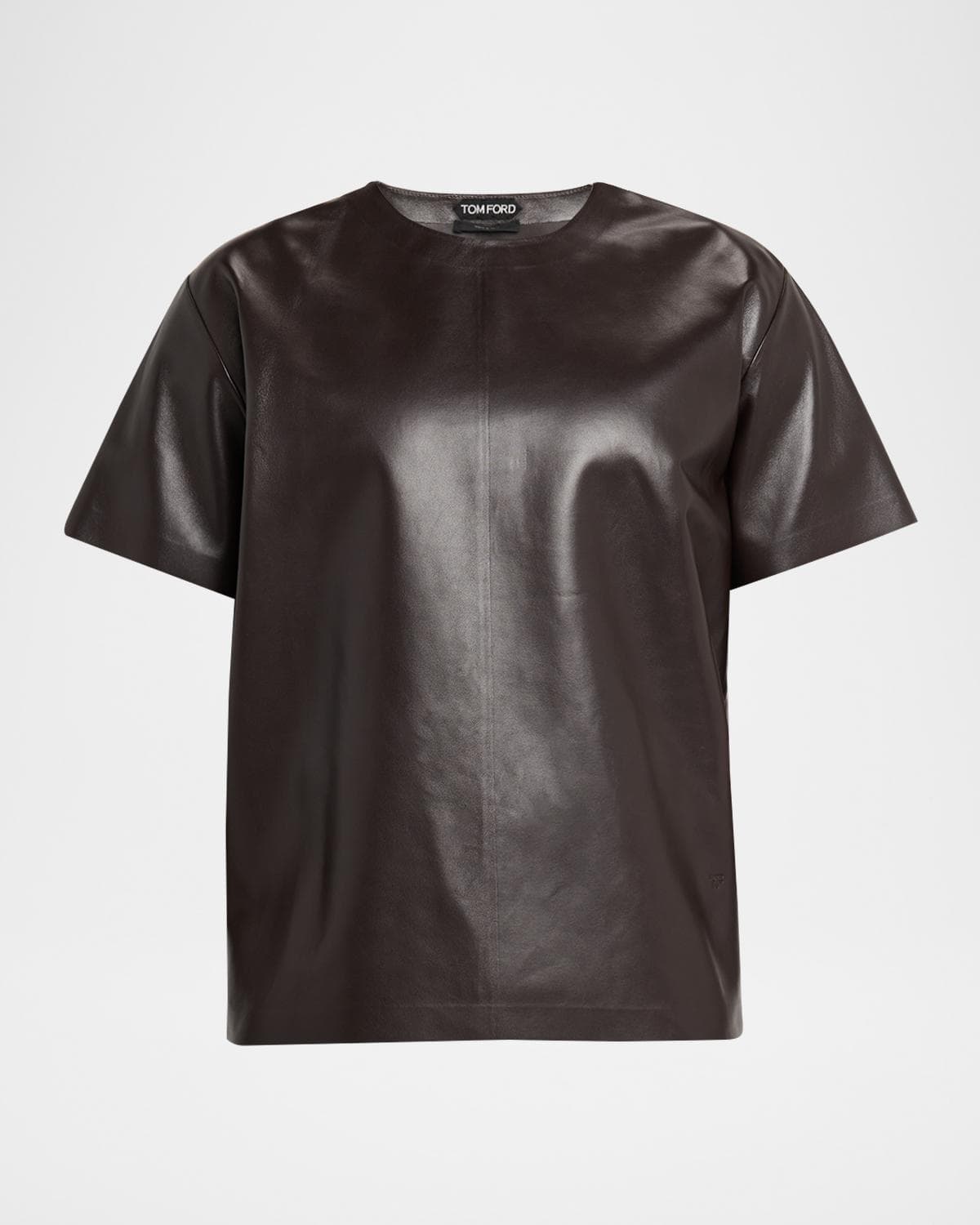 TOM FORD Men's Napa Leather Short-Sleeve Shirt