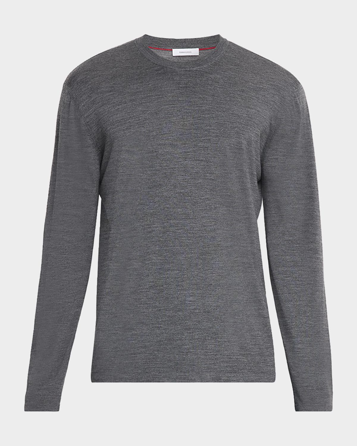 FERRAGAMO Men's Extra-Fine Wool Crewneck Sweater